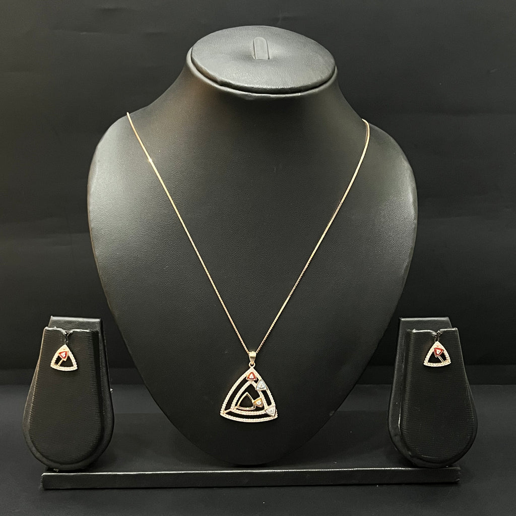Silver Ladies Pendant Chain Triangle Rosegold