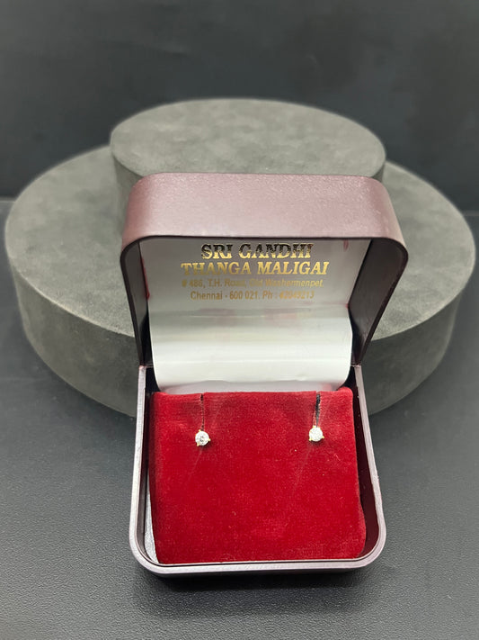 Gold Studs White Single Stone 18k(3mm)