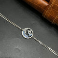 Silver Ladies Bracelet Blue Aura Floral Butterfly Two Link 925