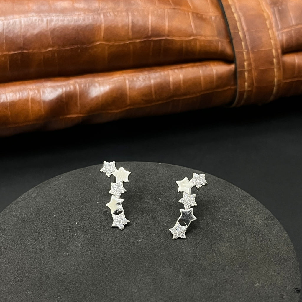 Silver Ladies  Earcuffs Stars Matte