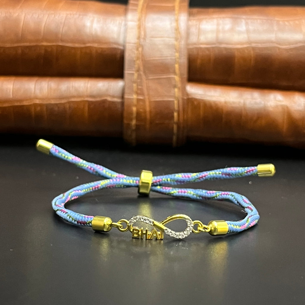 Silver Rakhi Band Knot Infinity BHAI Gold Polish 925