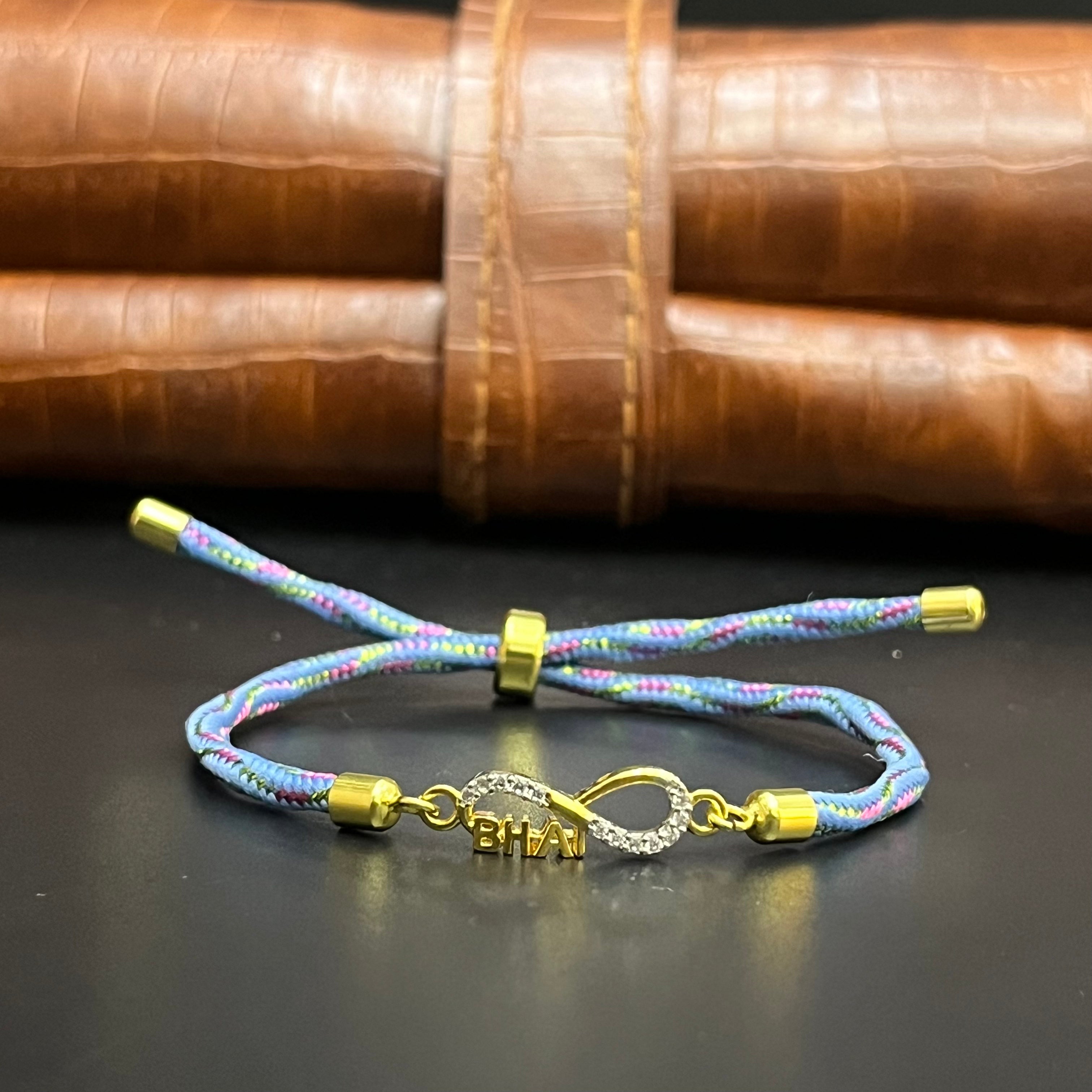 Silver Rakhi Band Knot Infinity BHAI Gold Polish 925
