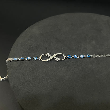 Silver Ladies Infinity Bracelet Floral