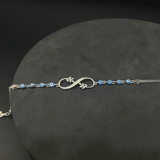 Silver Ladies Infinity Bracelet Floral