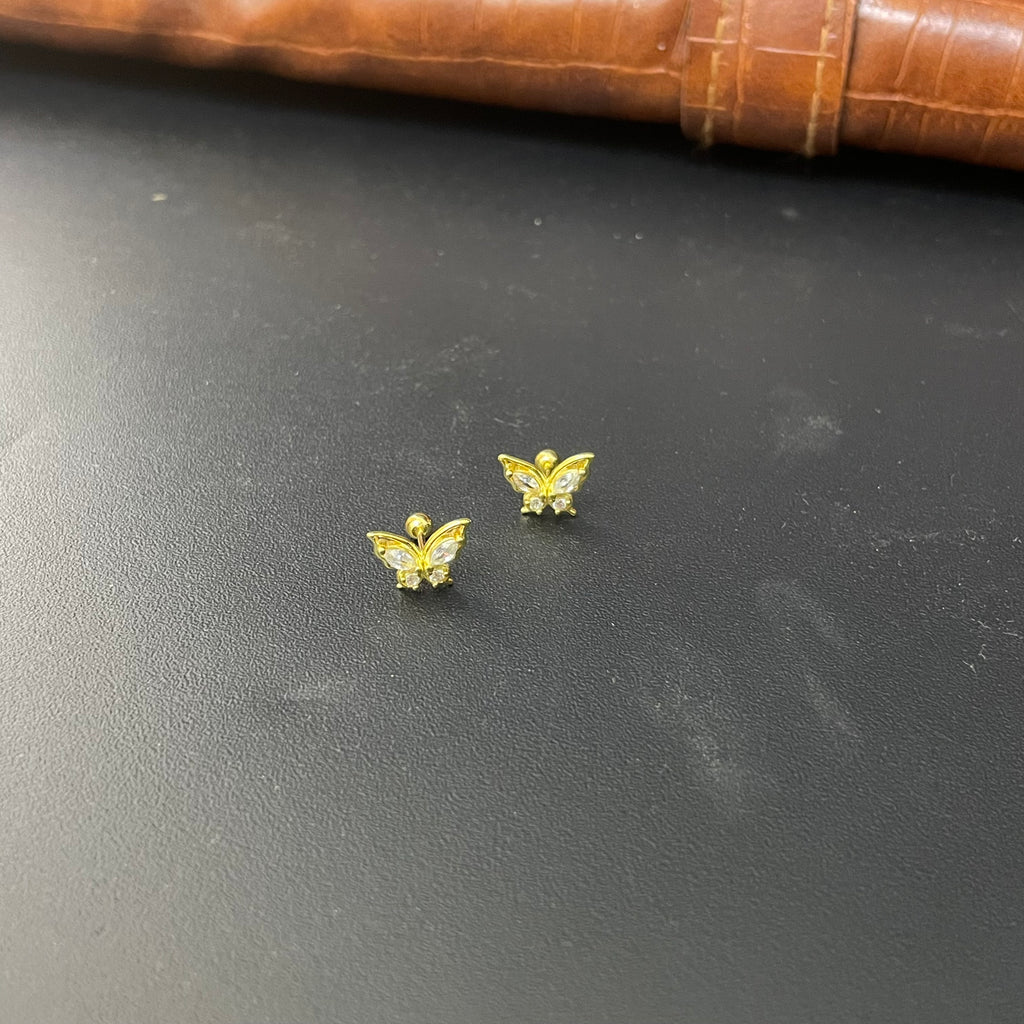 Silver Second Stud Butterfly Gold Finished 1
