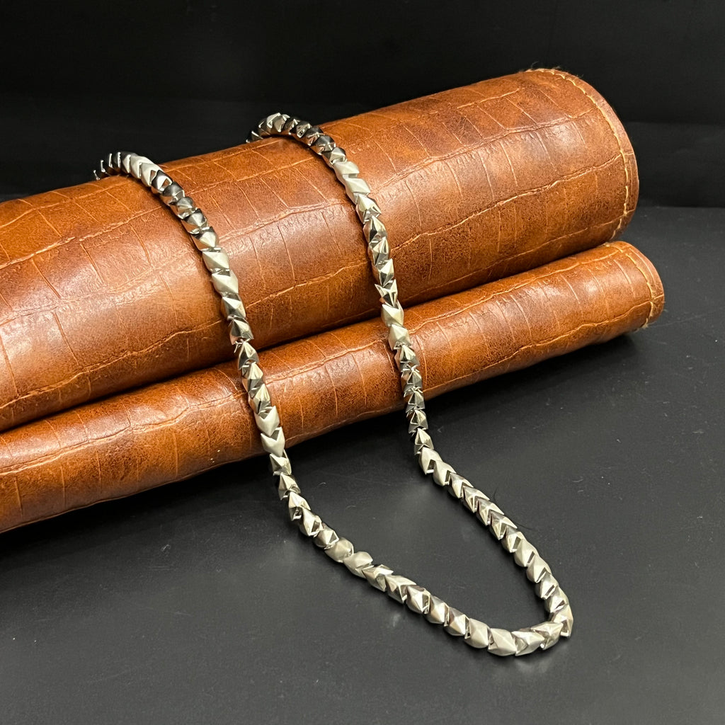 Silver Mens Chain Luxury Spiral Cut Mat Finish 925