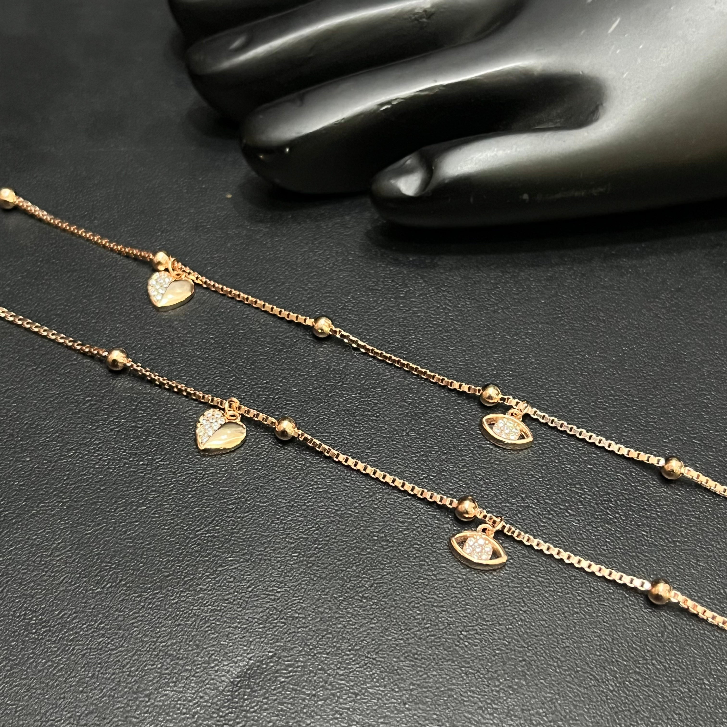 Silver Ladies Anklet Fancy Vibe Keys Edition Rose Gold M01 925