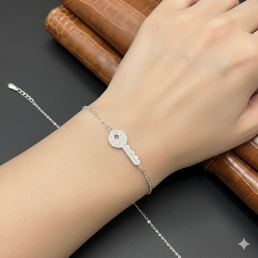 Silver Ladies Bracelet Key