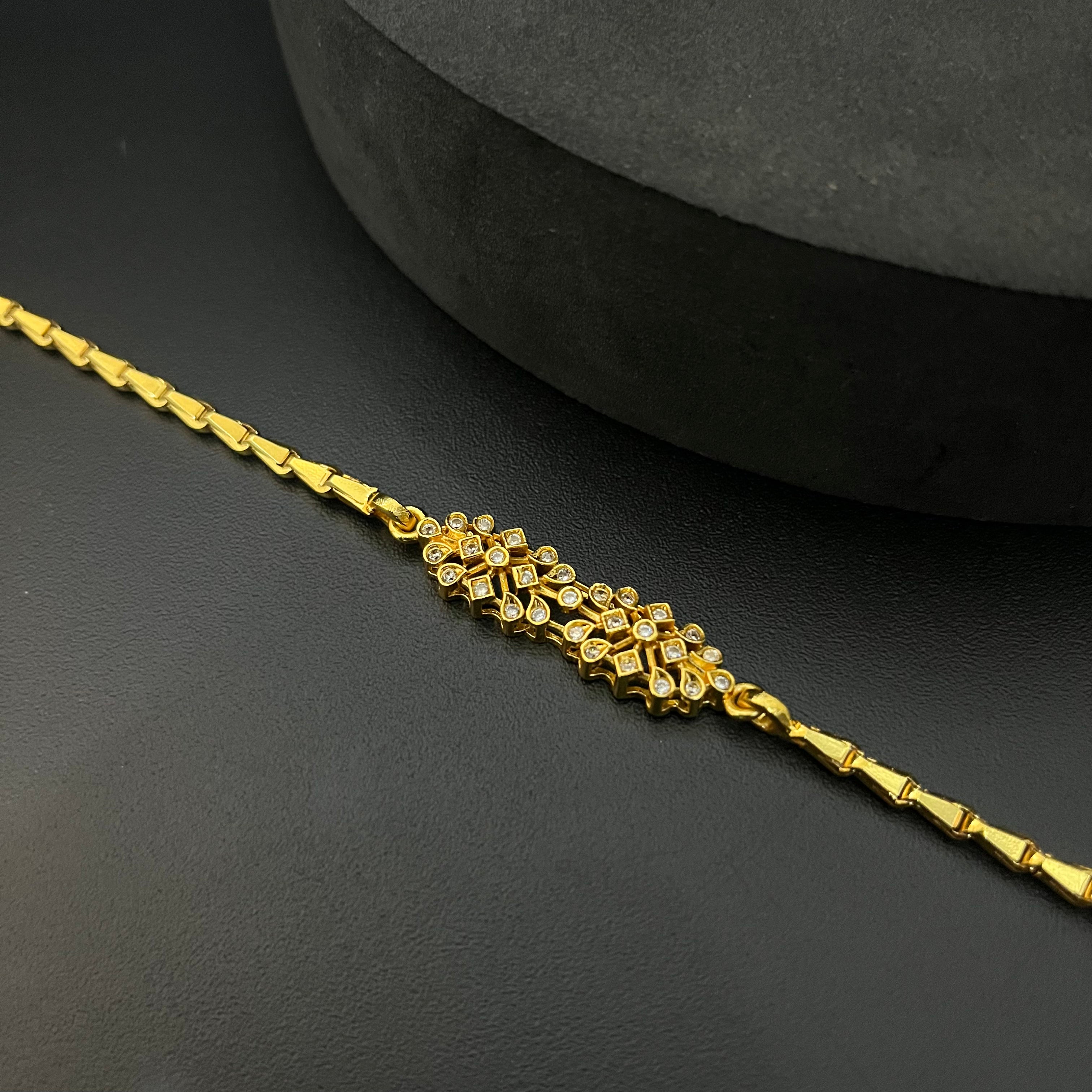 Silver Thali Sarad Floral American Diamond