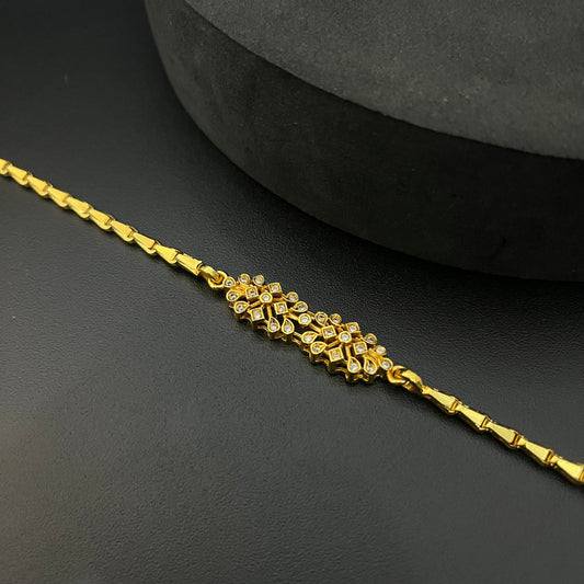 Silver Thali Sarad Floral American Diamond