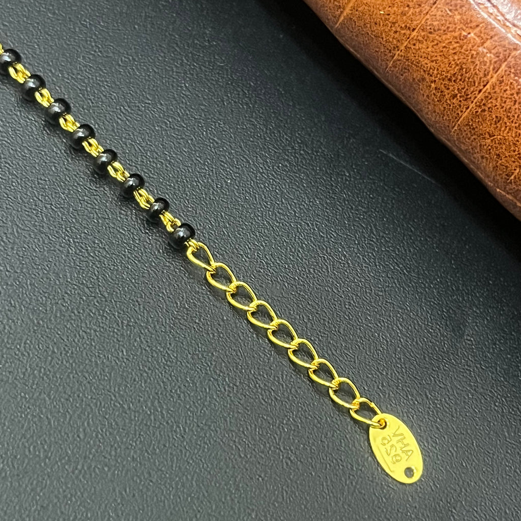 Silver Ladies Bracelet Black beads Gold Finished B1