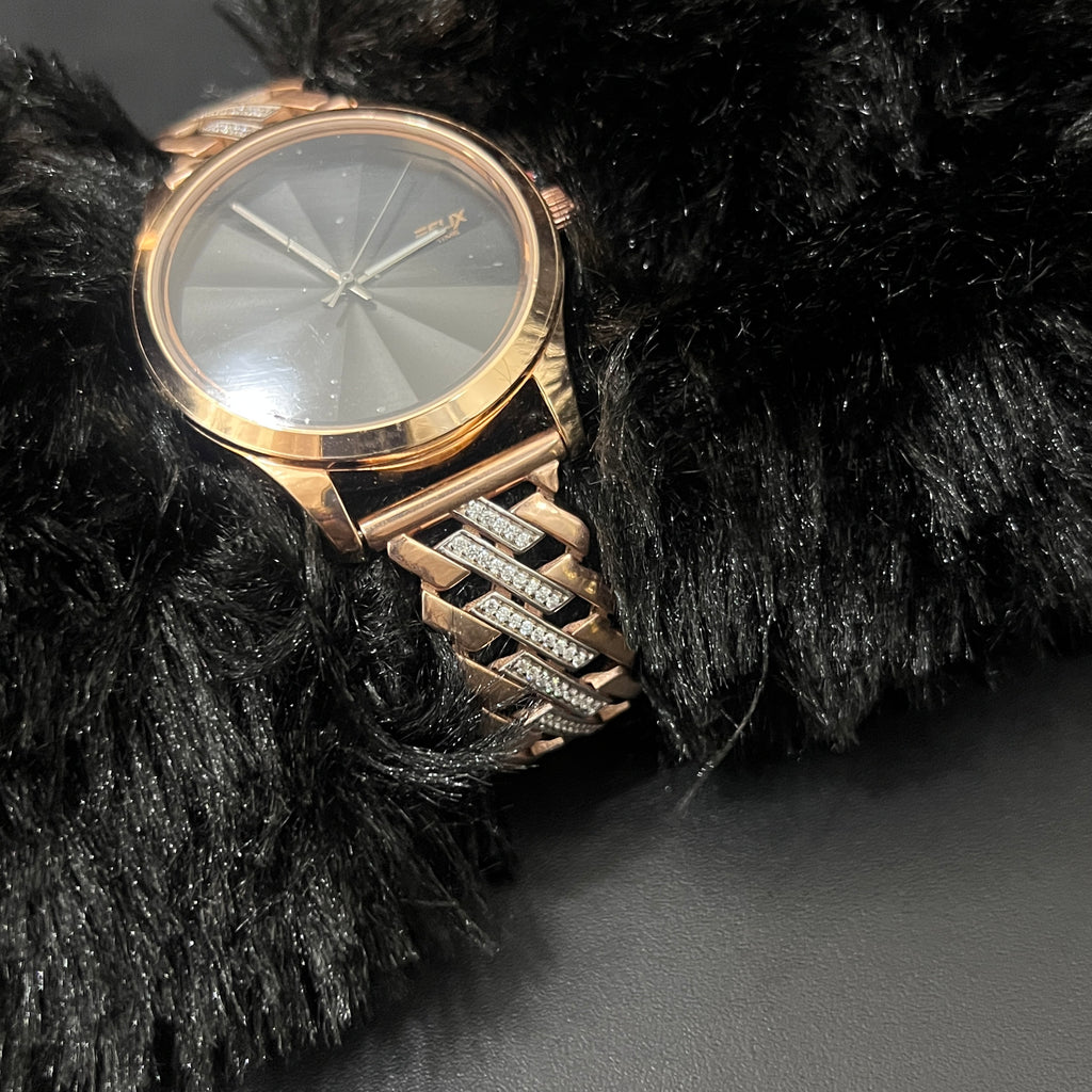 Silver Mens Watch Diamond Bezel Edges Rose Gold 925