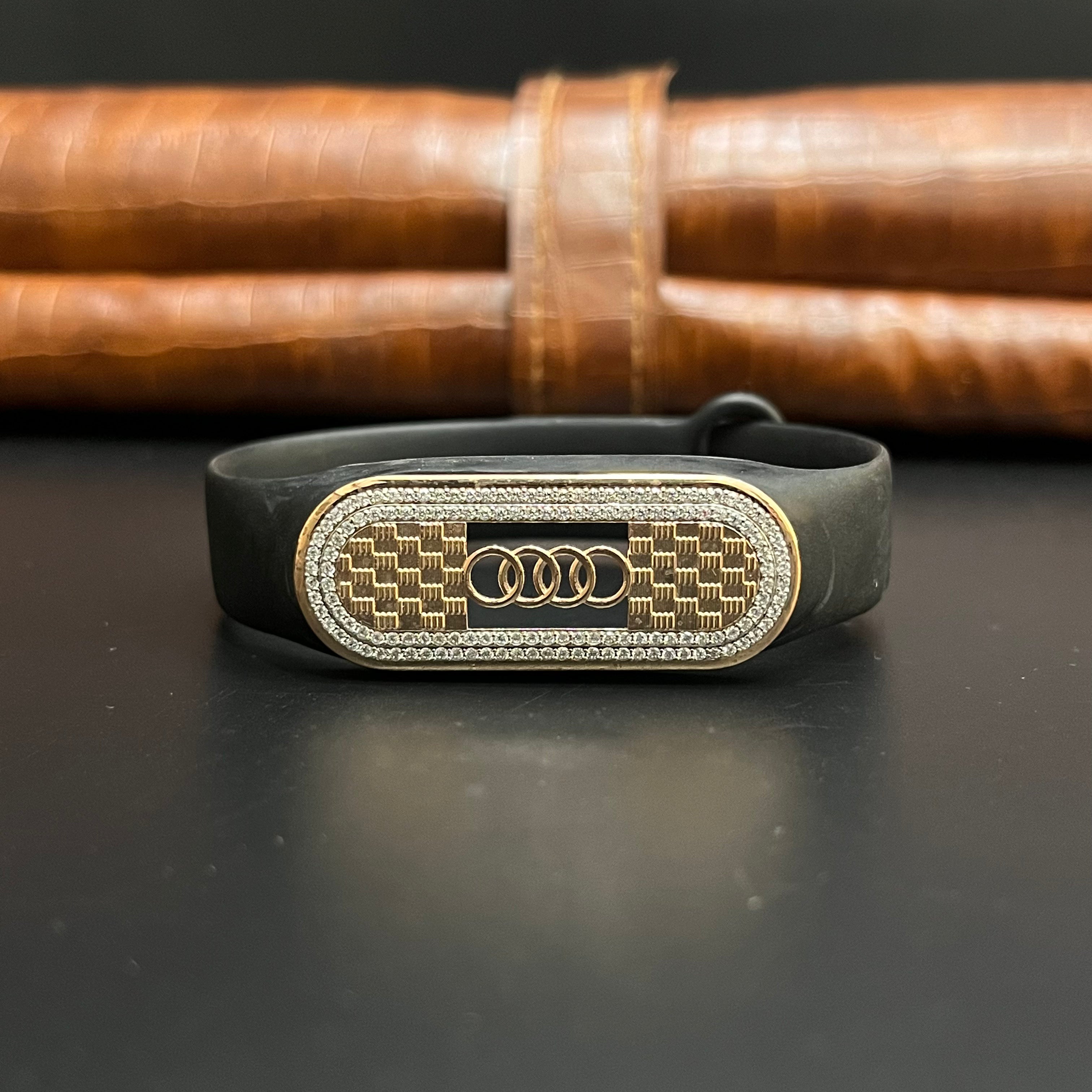 Silver Mens Band Adjustable Premium Golden Brand Logo Signature Gold Finish 925