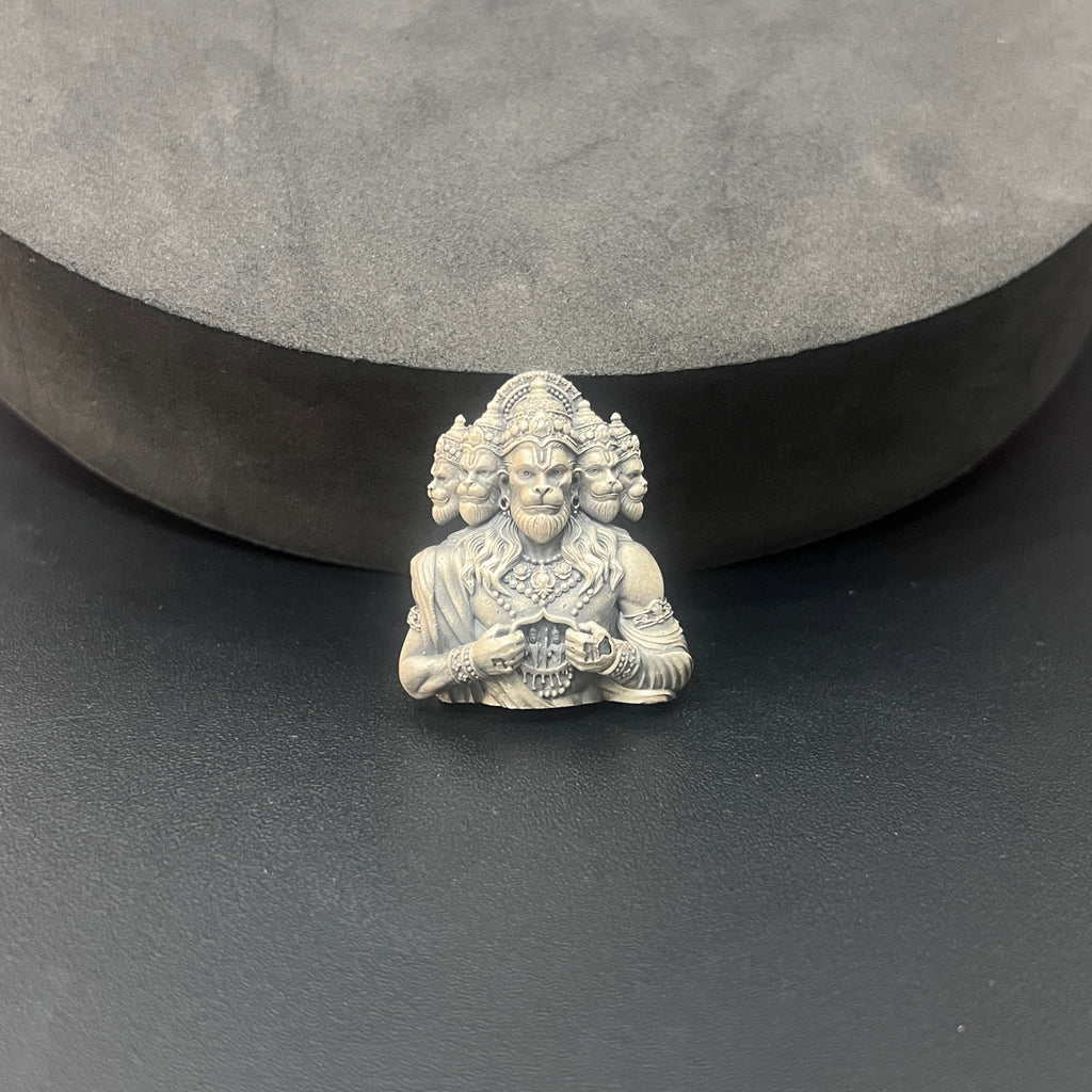 Silver Mens Hanuman Brooch Anqtiue 5 Faces 925