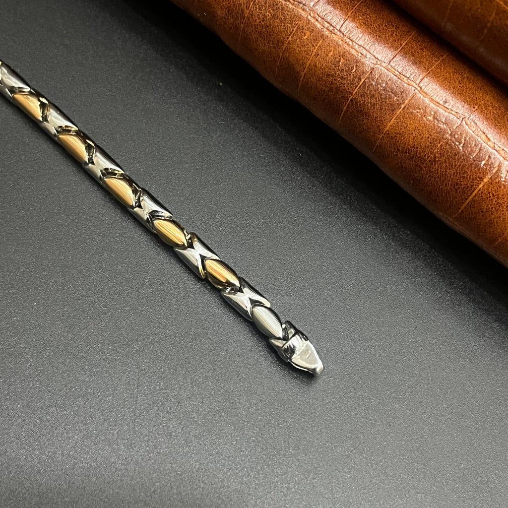 Silver Mens Chain Dual Tone Leaf Luxe Rose Gold 925