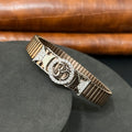 Silver Mens Flexible Bracelet OM Golden Band 925