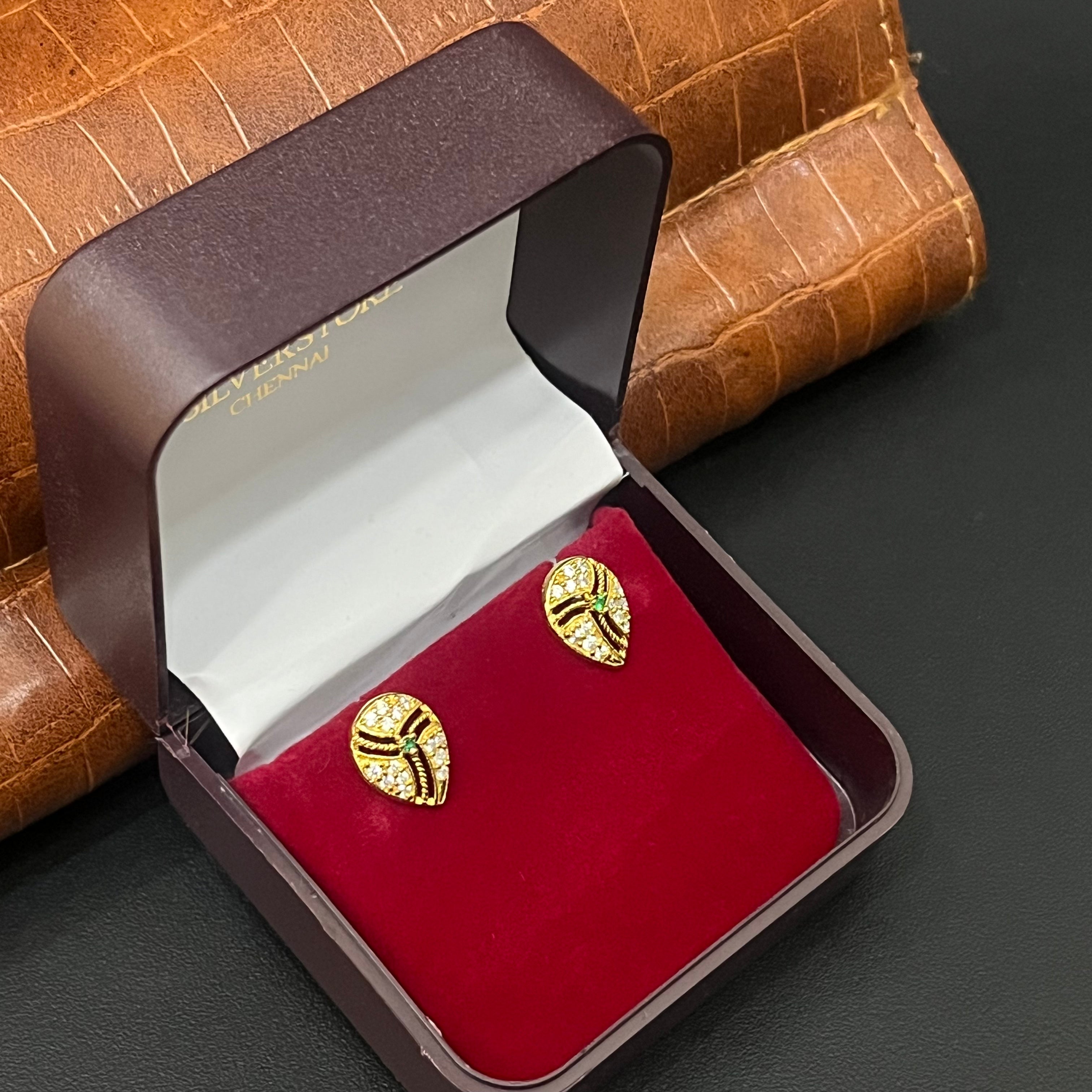 Silver Ladies Stud Drop Gold Finished 925