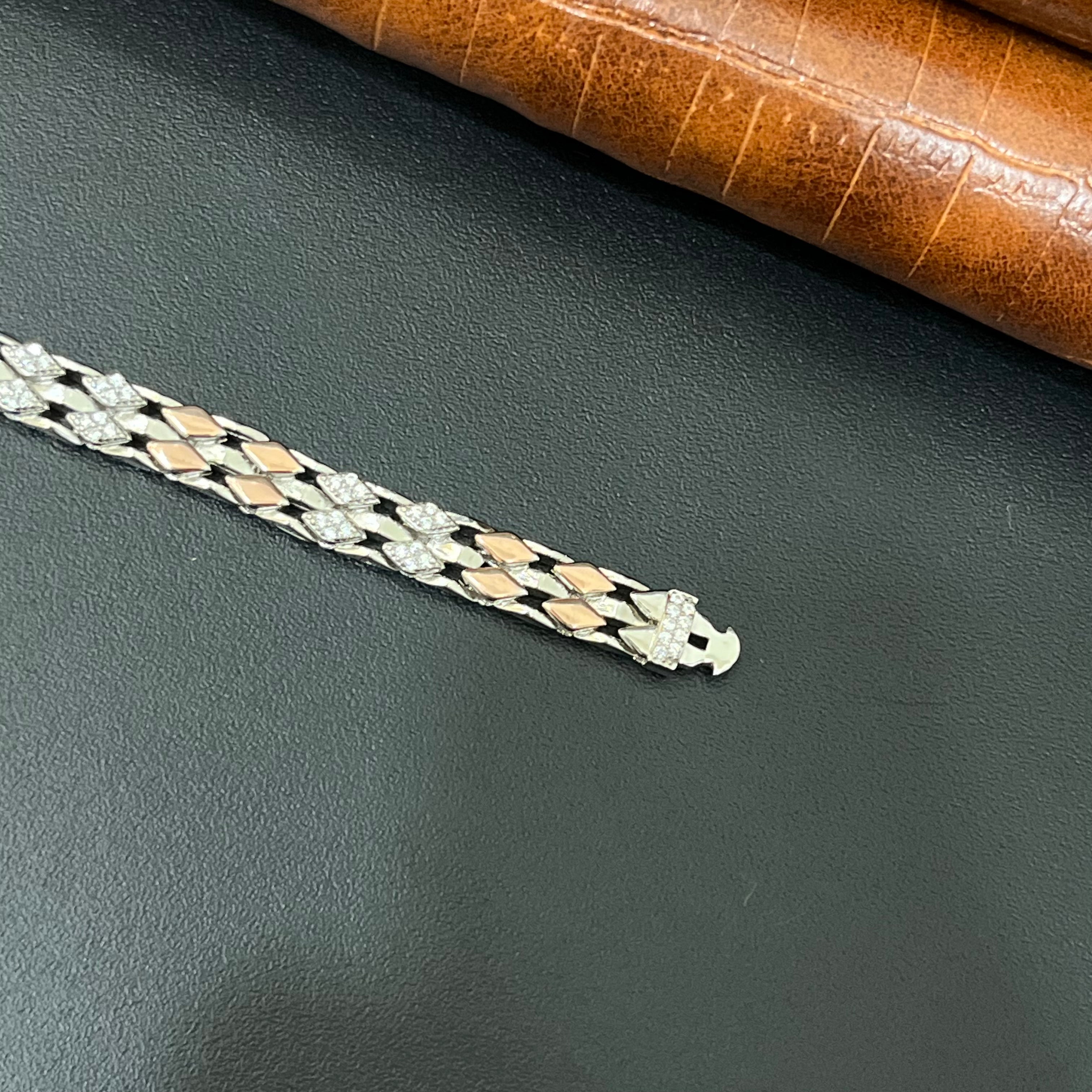 Silver Mens Bracelet Kathli Broad Dual Tone 1 925