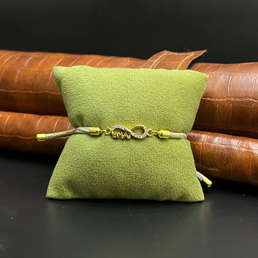 Silver Rakhi Band Knot Infinity BHAI Gold Polish 925