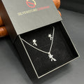 Silver Ladies Pendant Chain Set Star Sparkle Hang Crystal 925