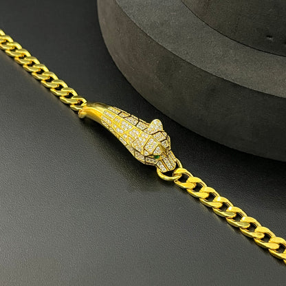 Silver Jaguar Bracelet Gold Finished