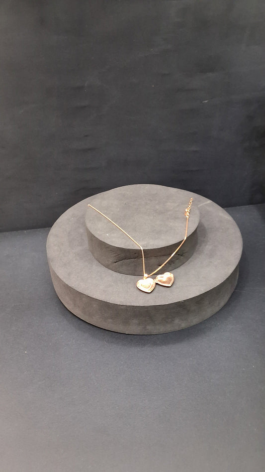 Silver Ladies Pendant Chain Heart Rosegold