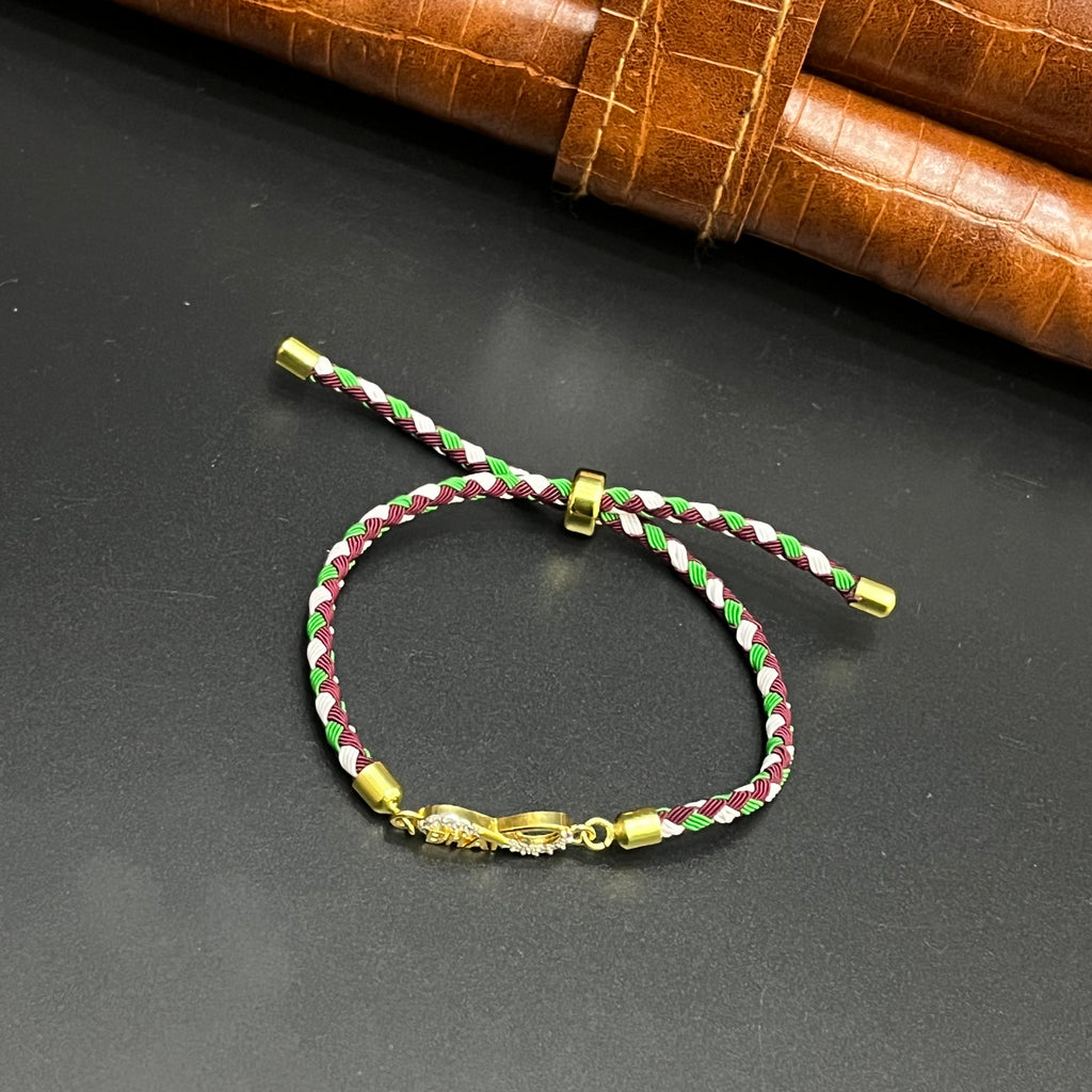 Silver Rakhi Band Knot Infinity BHAI Gold Polish 925
