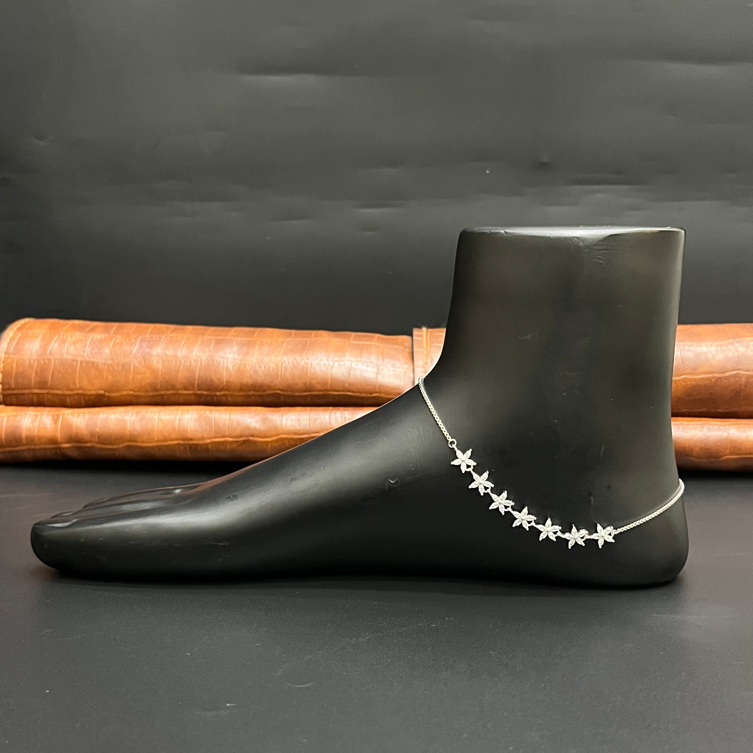 Silver Ladies Anklet Graceful Blossom Luxe M02 925