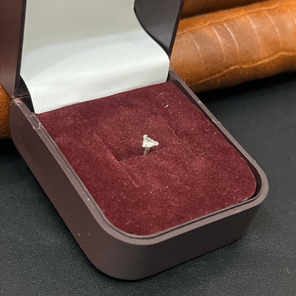 Silver Mens Triangle Stone Single Ear Stud 925
