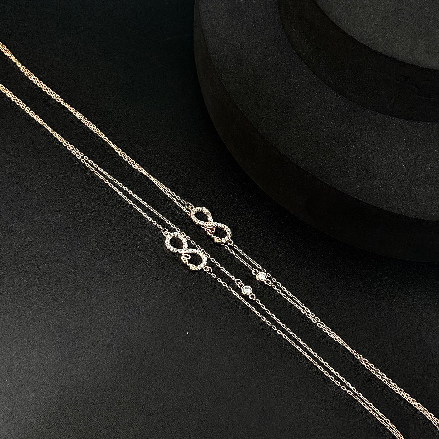 Silver ladies anklet 2 Line Infinity RG