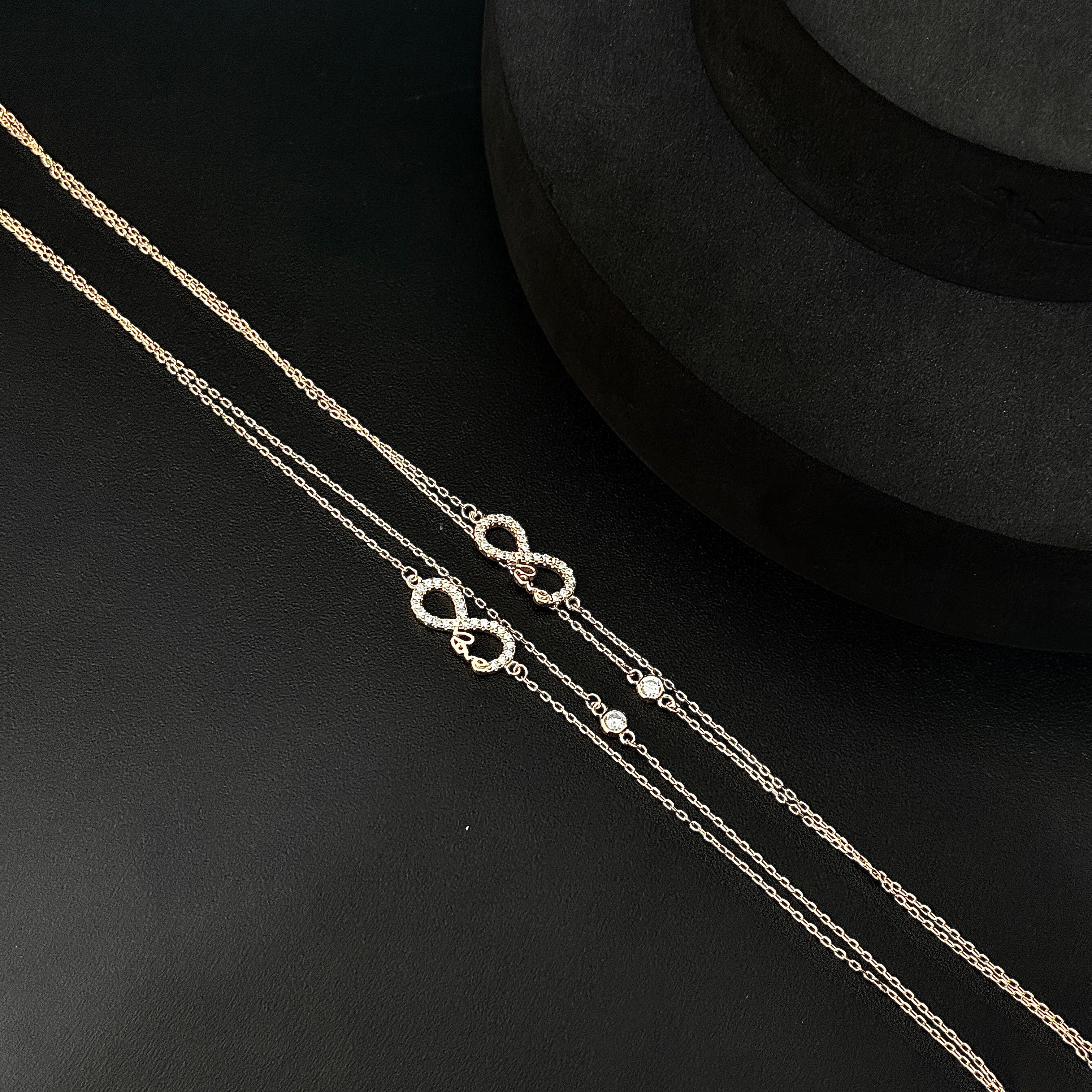 Silver ladies anklet 2 Line Infinity RG