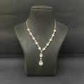 Silver Neckalce Designer Cz American Diamond Rosegold Finished