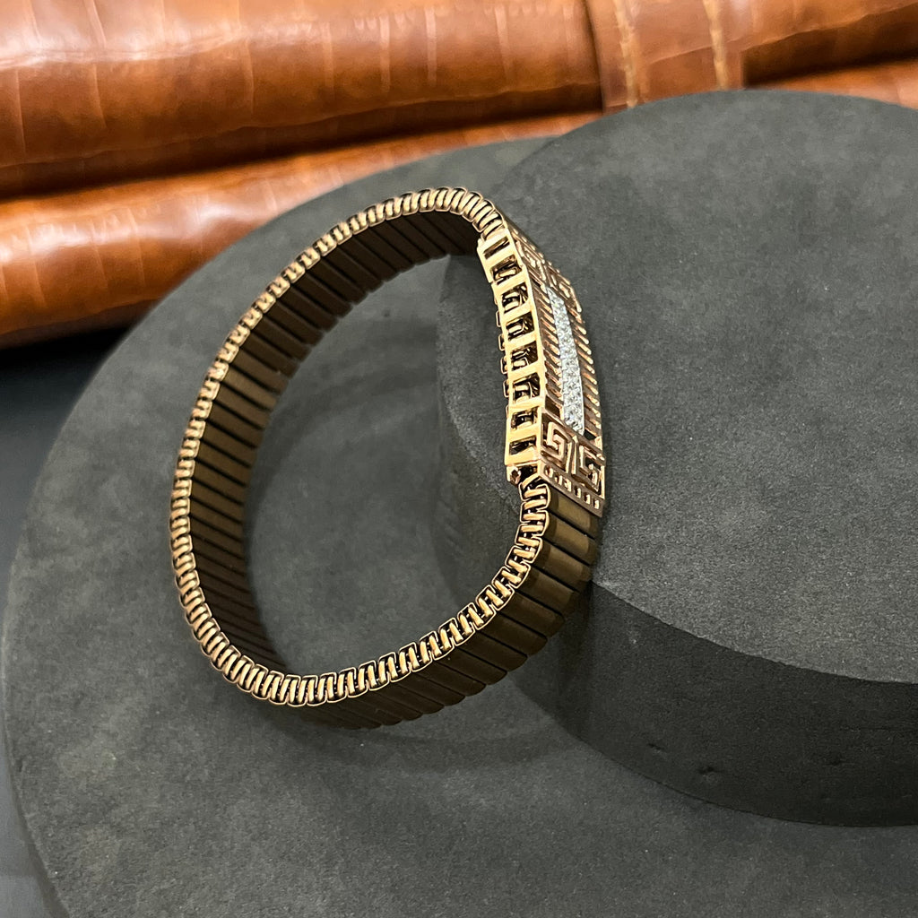 Silver Mens Flexible Bracelet Golden Band 925