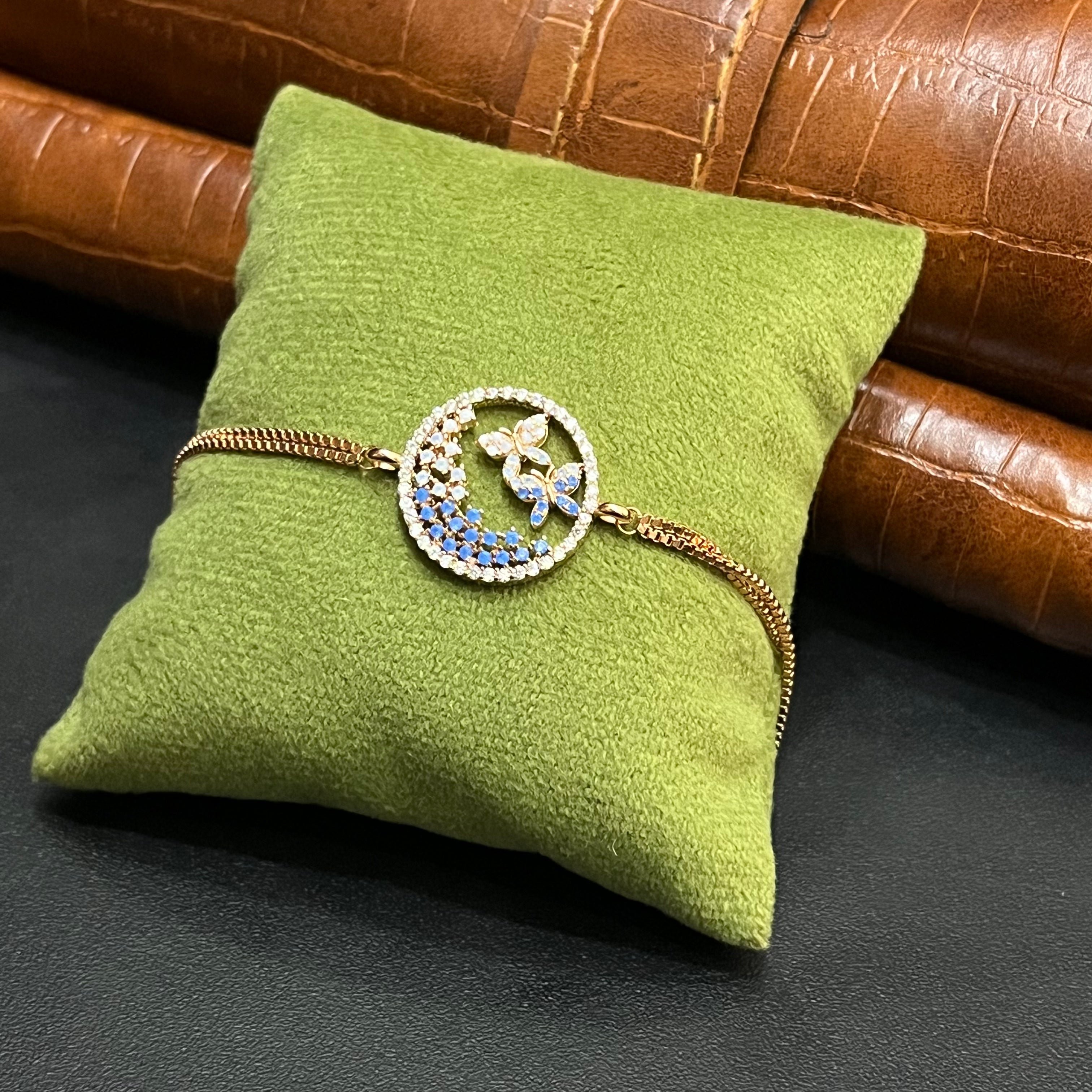 Silver Ladies Bracelet Blue Aura Floral Butterfly Two Link Rose Gold 925