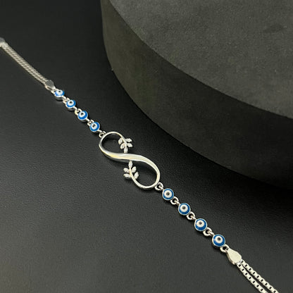 Silver Ladies Infinity Bracelet Floral