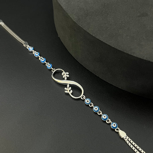 Silver Ladies Infinity Bracelet Floral
