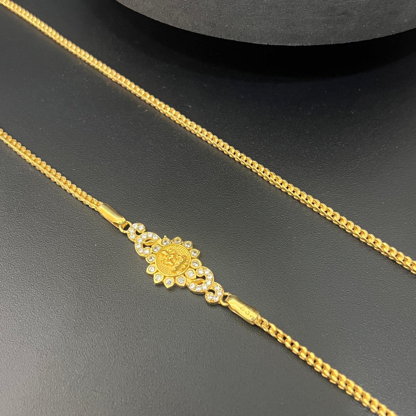 Silver Thali Sarad (muggappu chain)Lakshmi American Diamond Studded