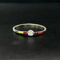 Ladies Silver Multi-Color Beads Wrist Band