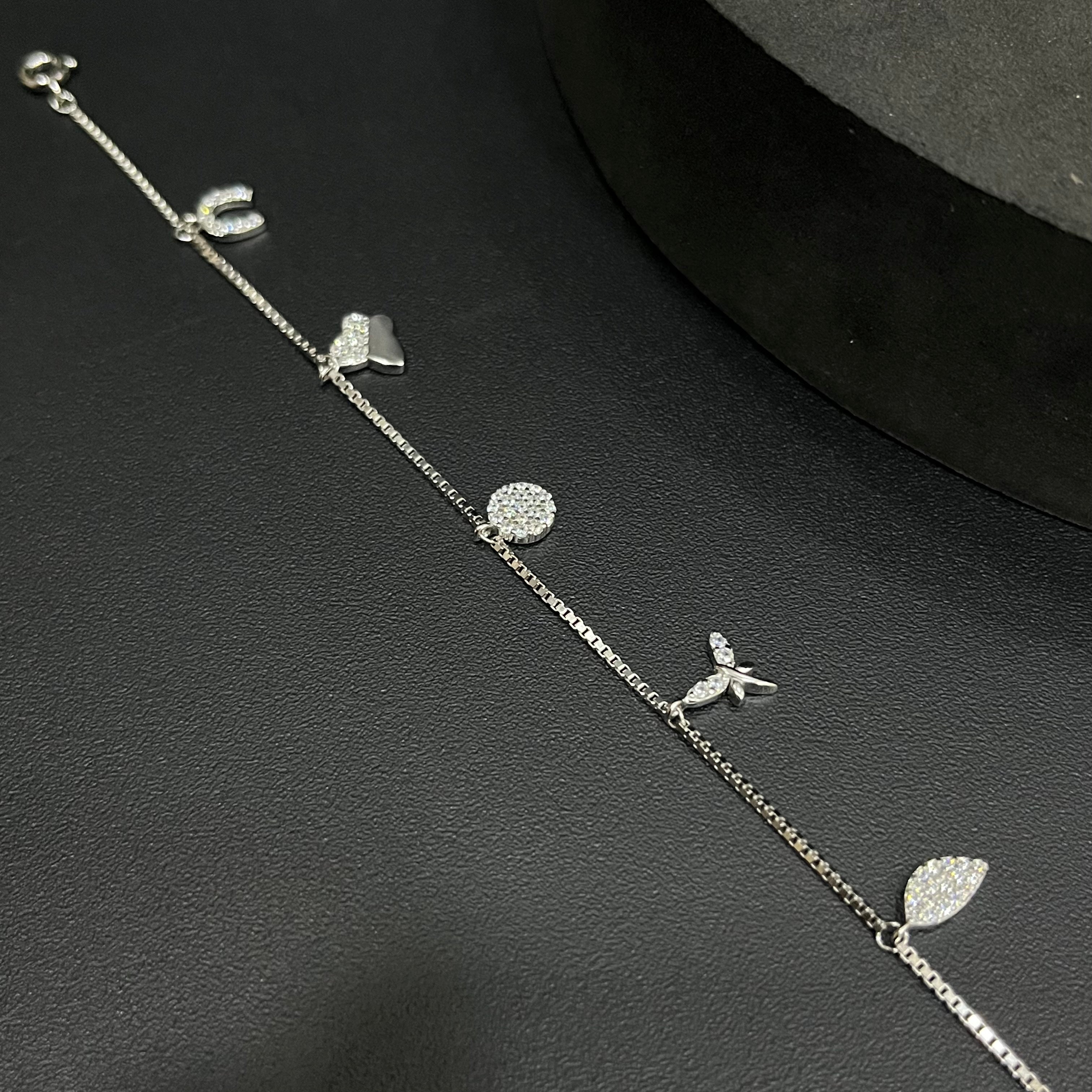 Silver Ladies Bracelet Hanging Charms