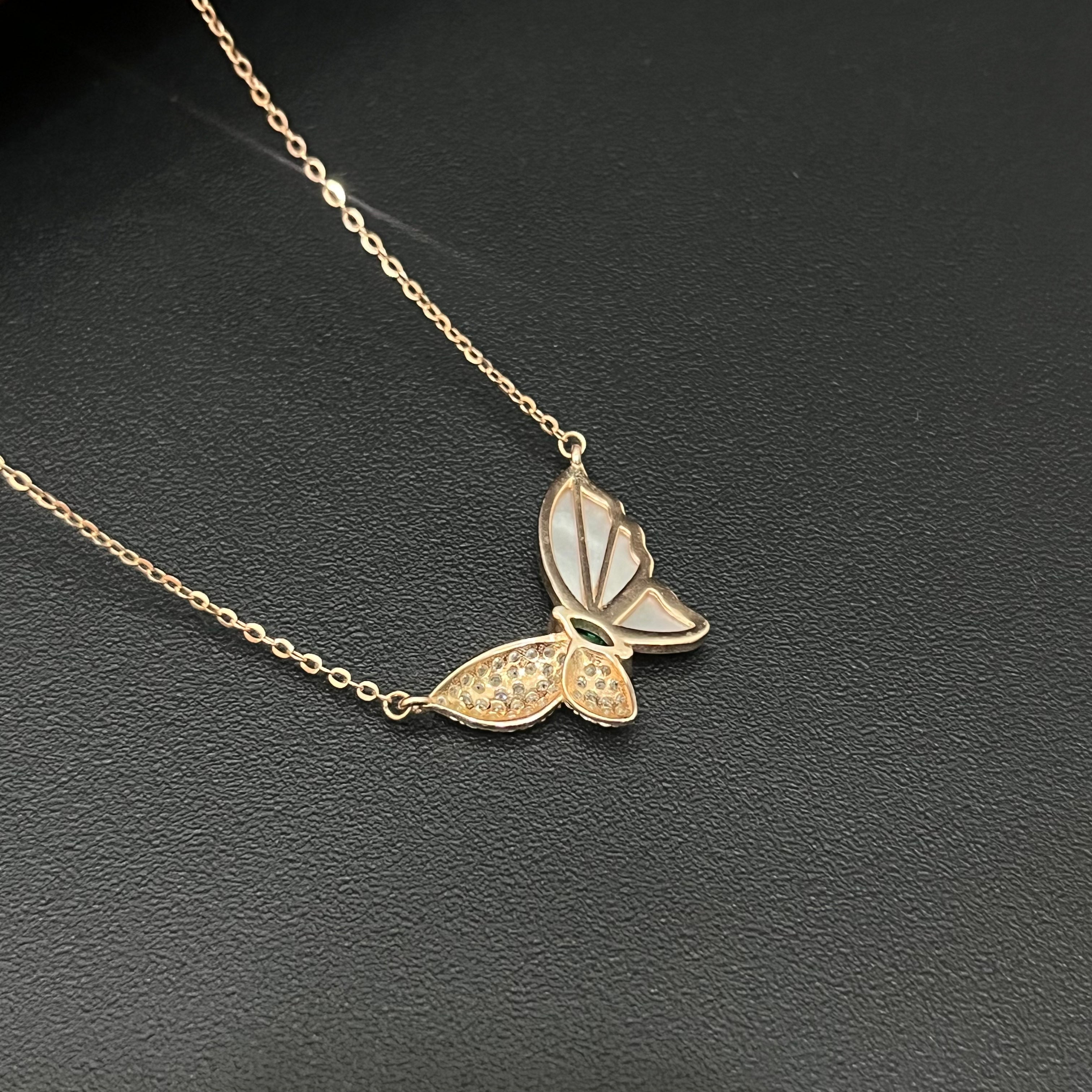 Silver Ladies Chain Butterfly Mop Rosegold