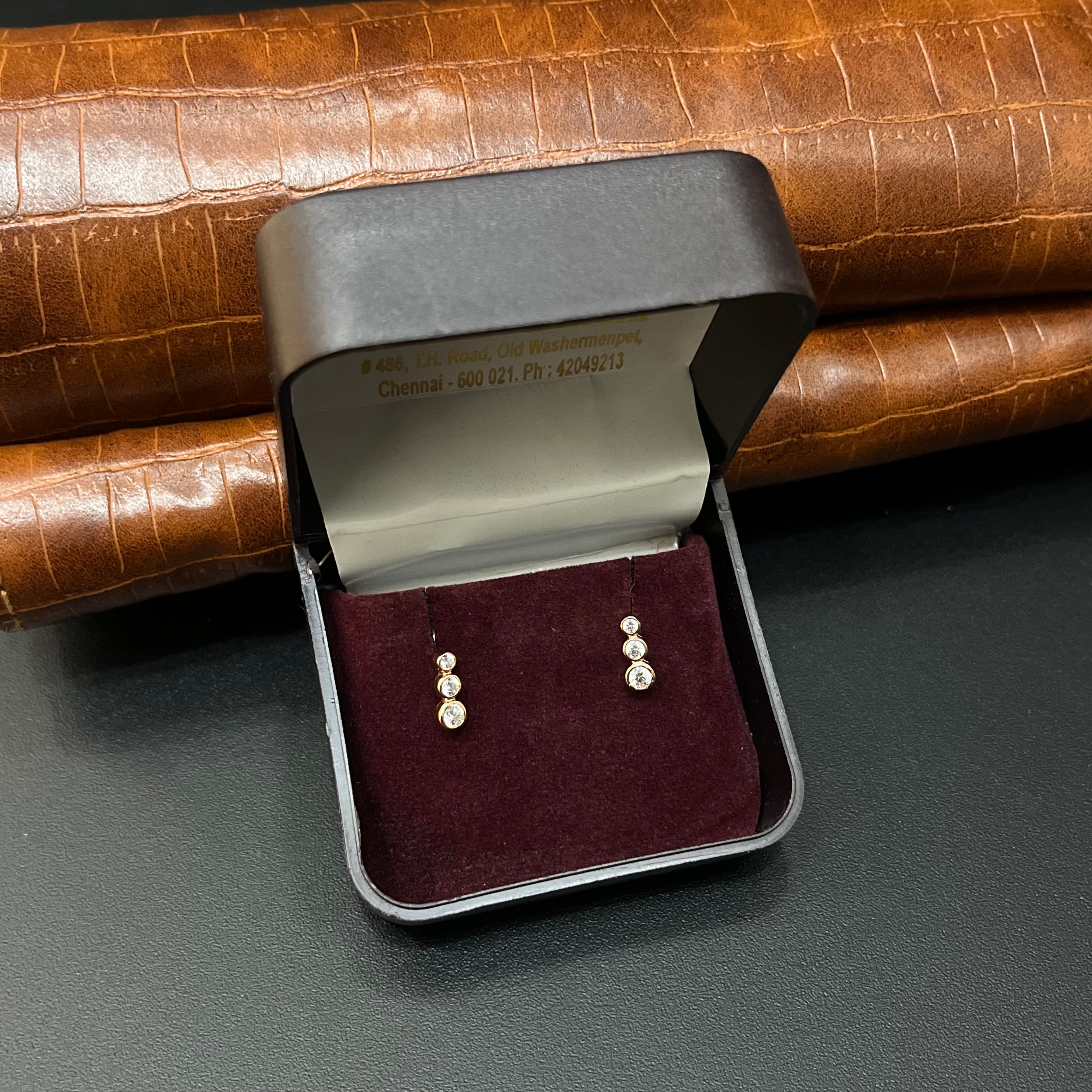 Silver Second Studs 3 Dots Rosegold