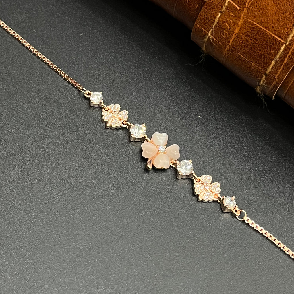 Silver Ladies Bracelet Lovely Heart Charms Classic Color Rose Gold 925