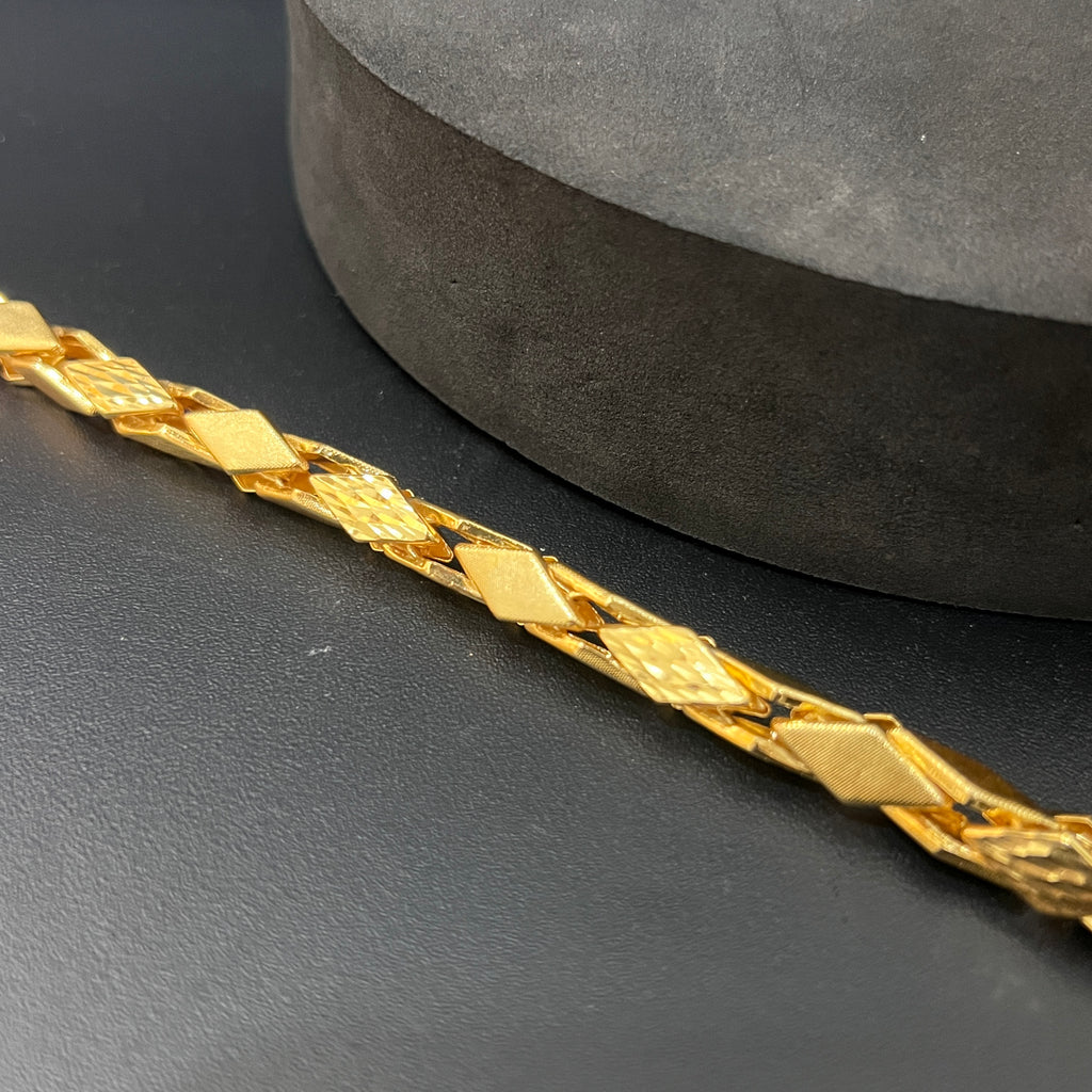 Silver Mens Chain Kathli Diamond Cut Link Lock Gold FInish 925