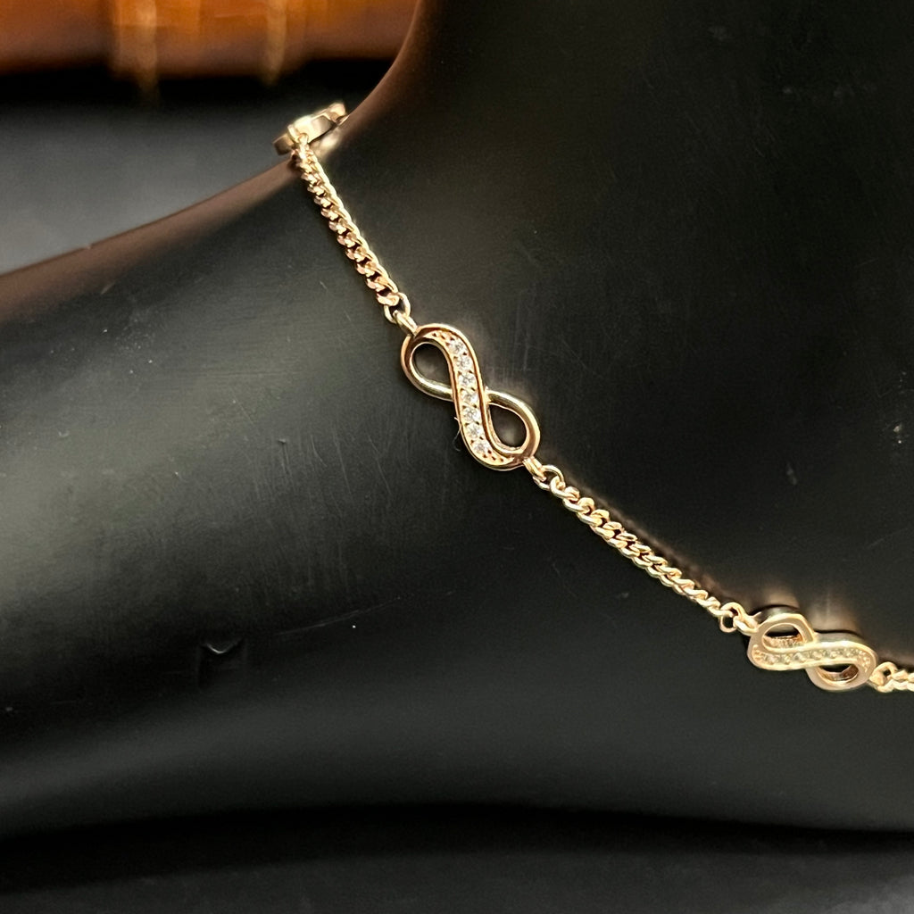 Silver Ladies Anklet Infinity Crystal Rose Gold 925