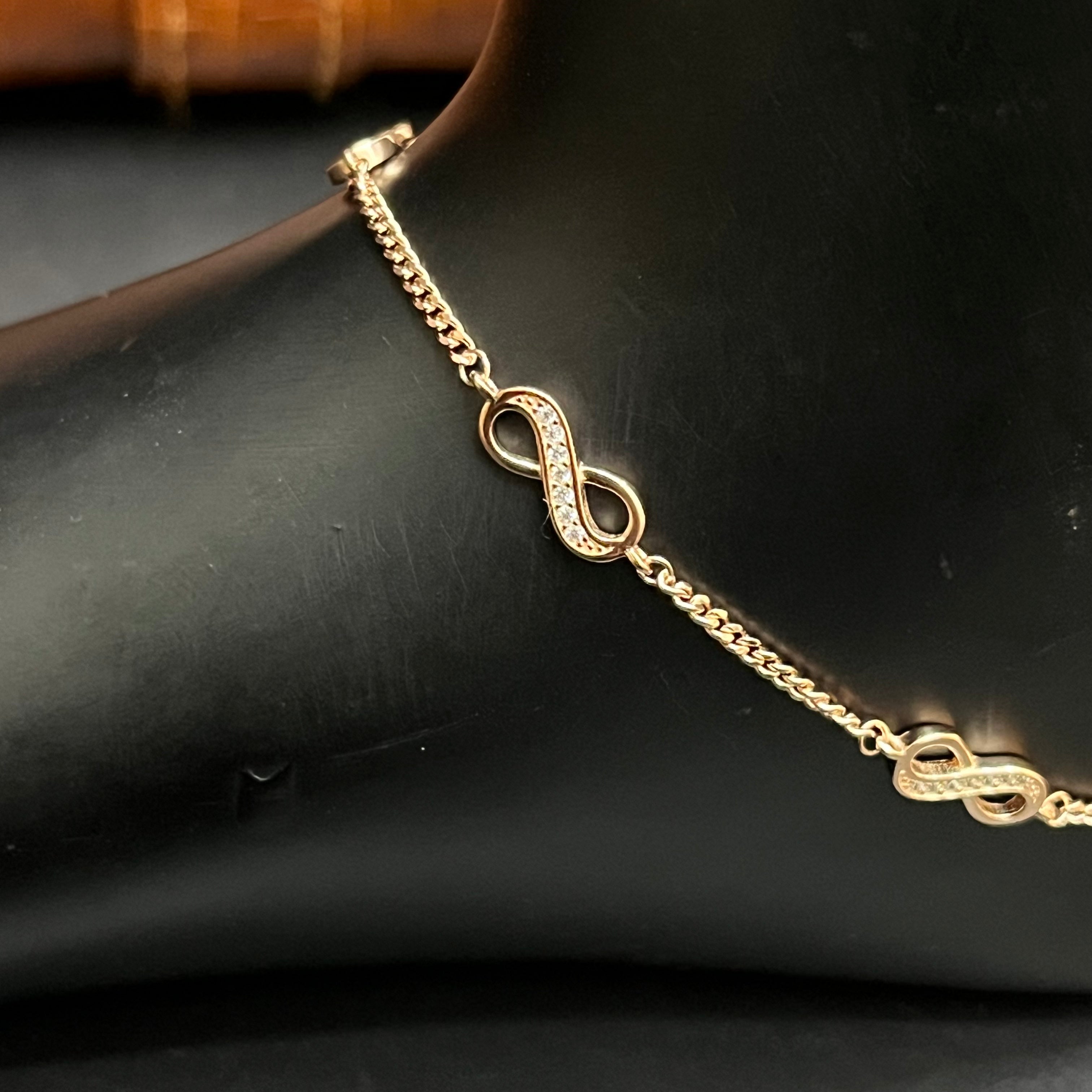 Silver Ladies Anklet Infinity Crystal Rose Gold 925
