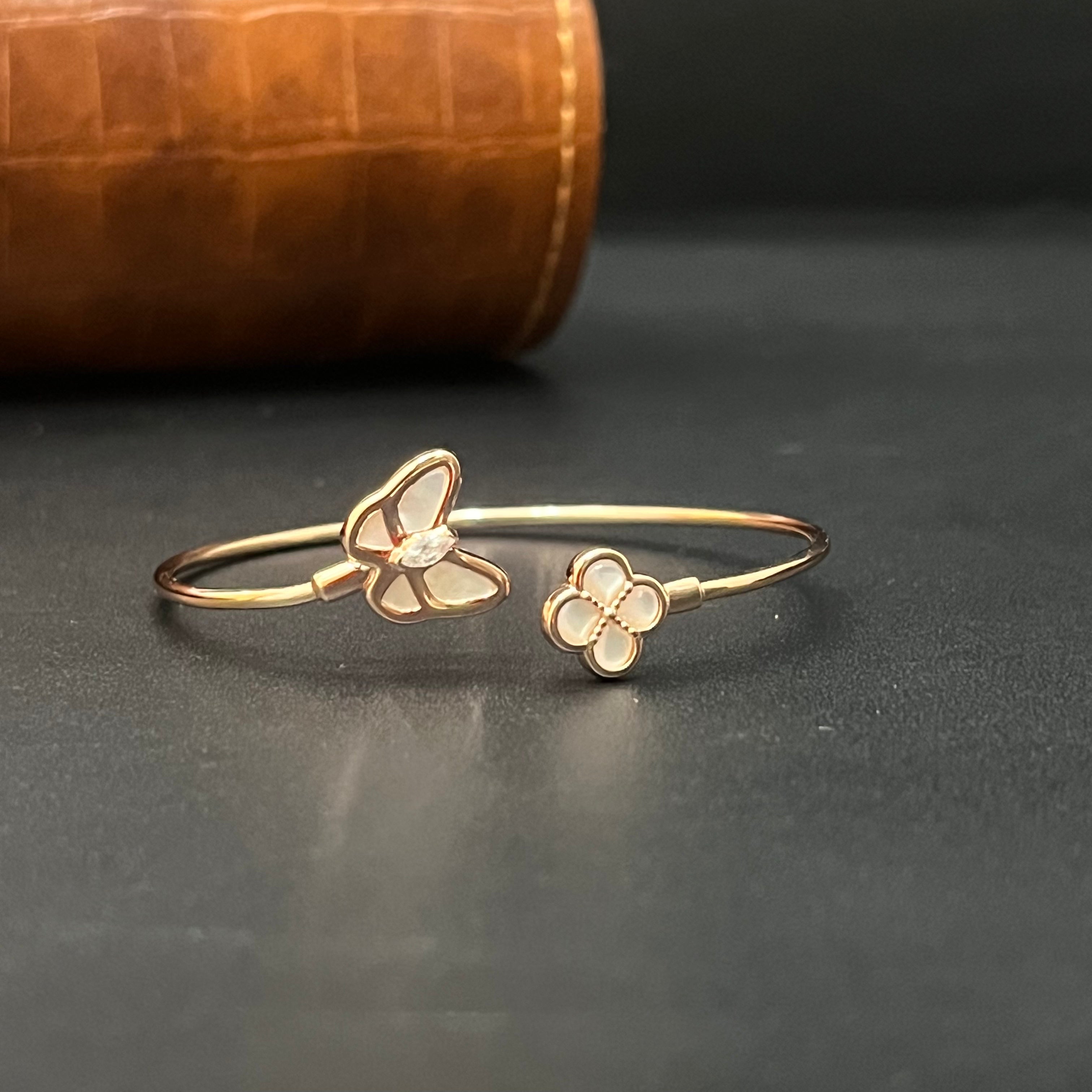 Silver Ladies Kada Flexi Butterfly Rosegold