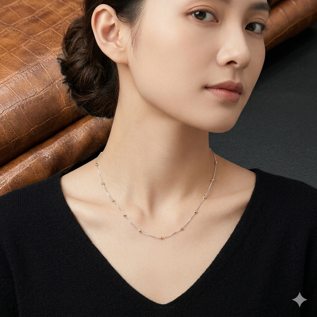 Silver Ladies Chain Rosegold Silver Box