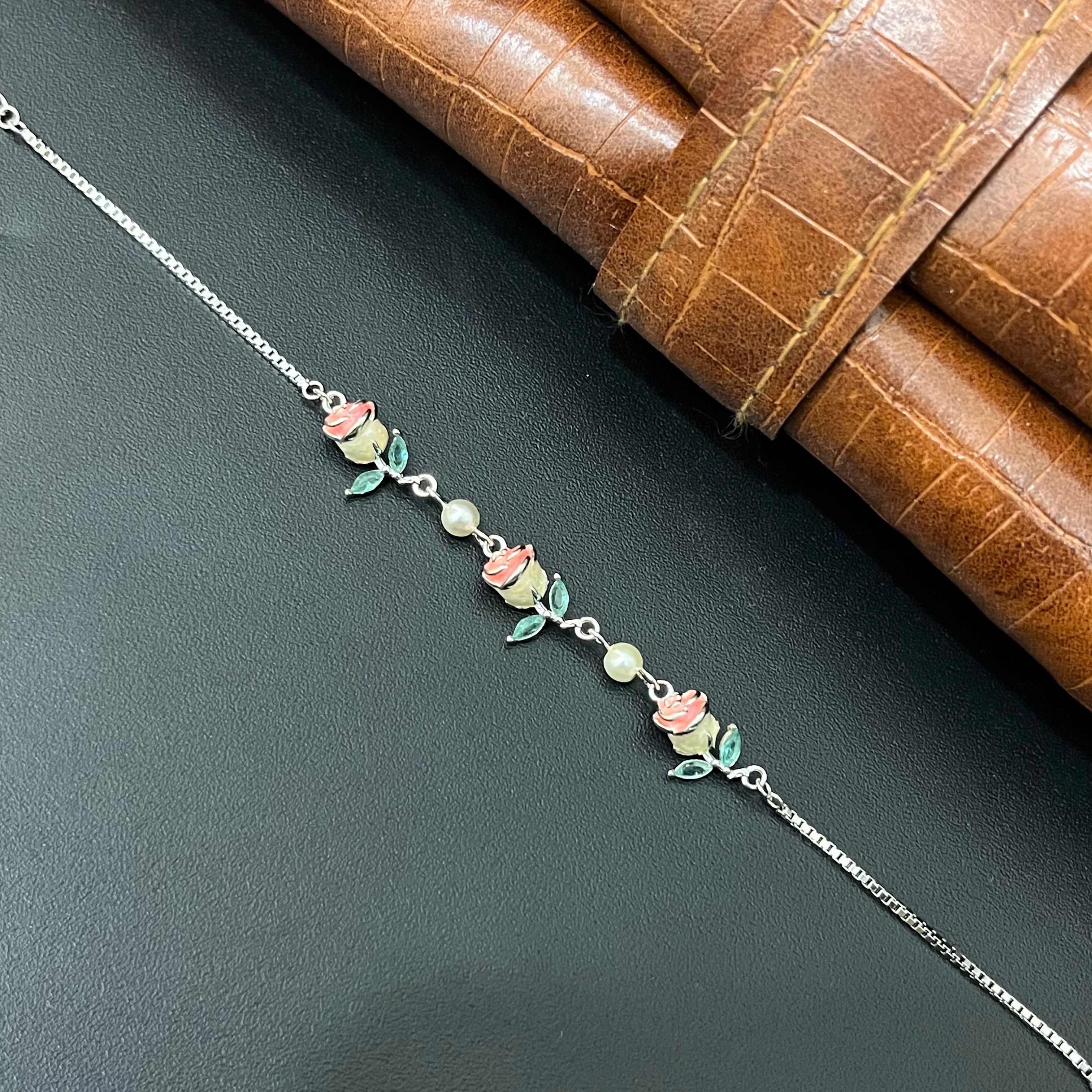 Silver ladies Bracelet Roses 925