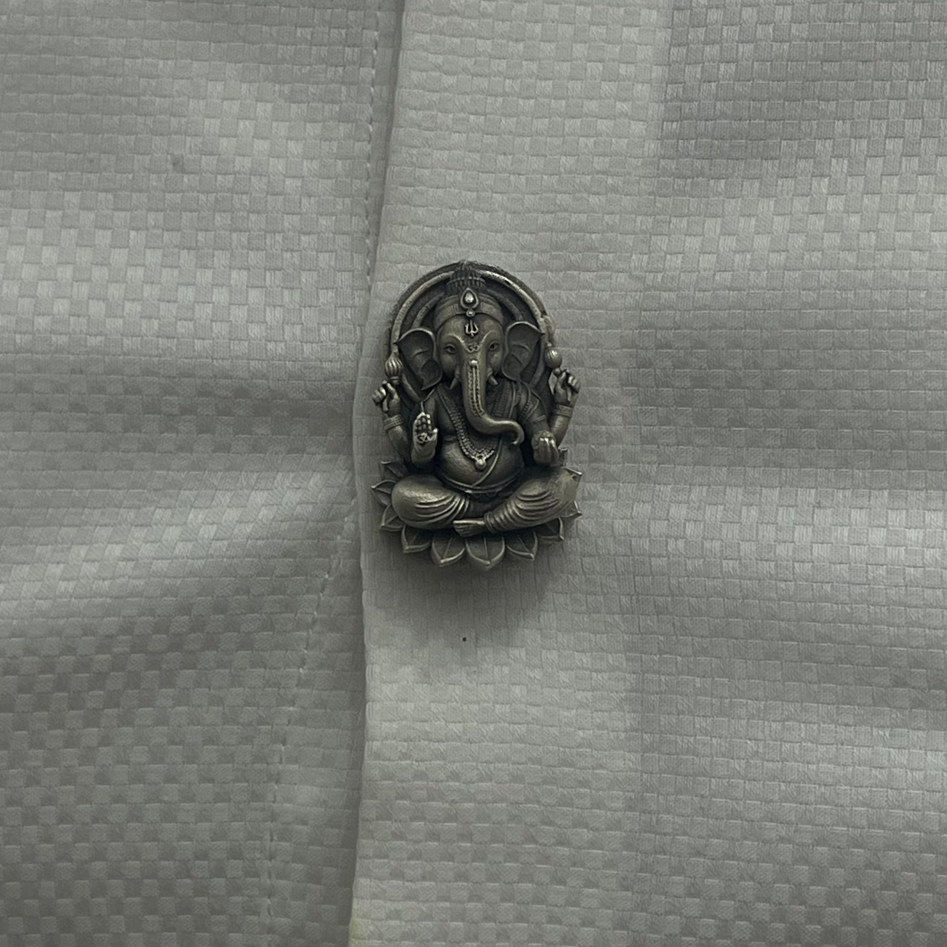 Silver Mens Brooch Antique Ganesha 925