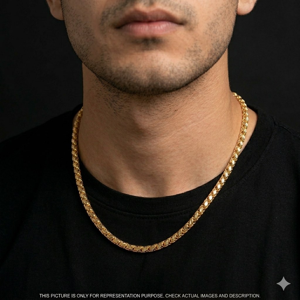Silver Mens Dual Gold Finished Chain